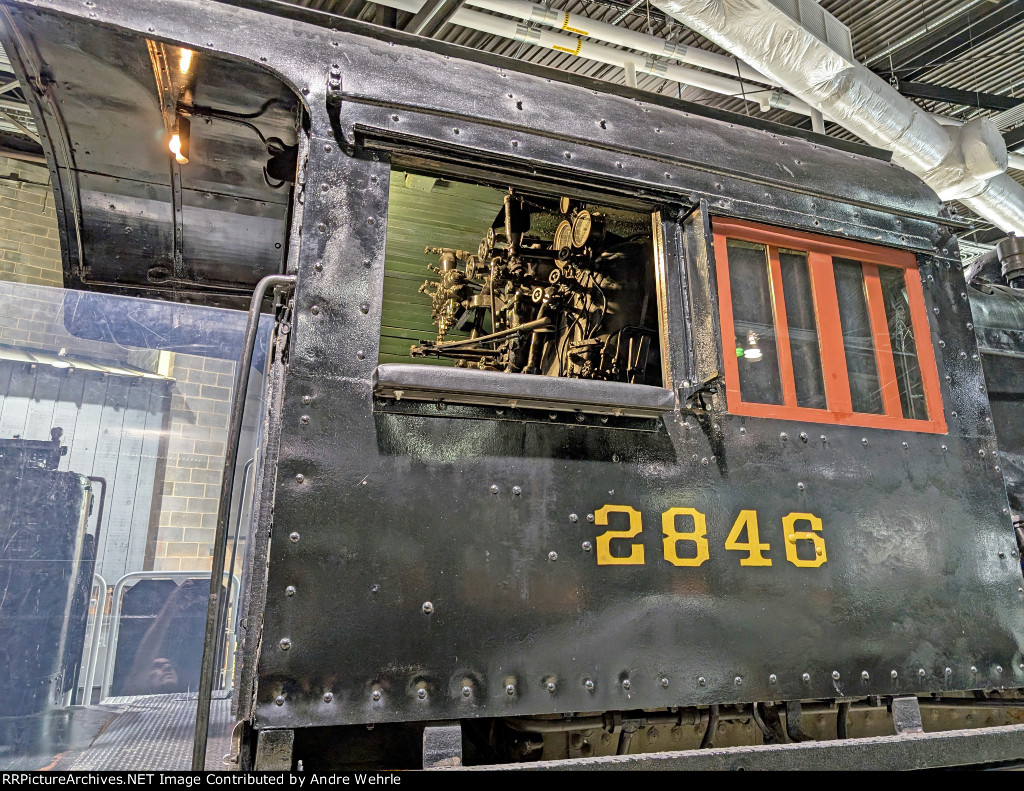 View into the cab of PRR 2846